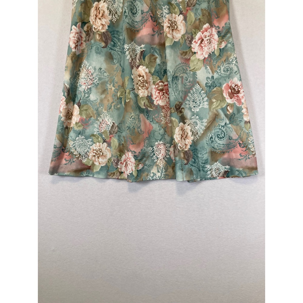 Vintage Cottagecore Floral Skirt Womens Size 12 Teal Pink Paisley Midi A-Line - Picture 5 of 8
